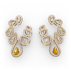 Ladonna Küpe - Sitrin, swarovski ve pembe kuvars 925 ayar altın kaplama gümüş küpe #1sg0xyn