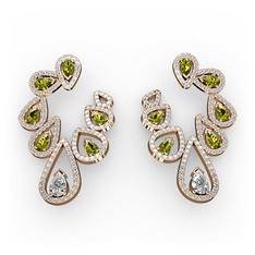 Ladonna Küpe - Swarovski, peridot ve pırlanta 925 ayar rose altın kaplama gümüş küpe (2.882 karat) #1skde13