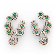 Ladonna Küpe - Swarovski, yeşil kuvars ve beyaz zirkon 18 ayar rose altın küpe #1t4qeah