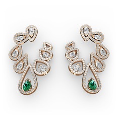 Ladonna Küpe - Yeşil kuvars, swarovski ve pırlanta 925 ayar rose altın kaplama gümüş küpe (2.882 karat) #1tth3vc