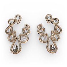 Dumanlı kuvars ve swarovski 8 ayar rose altın küpe