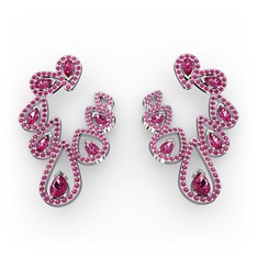 Ladonna Küpe - Rodolit garnet 8 ayar beyaz altın küpe #1vd3fbn