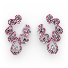 Ladonna Küpe - Swarovski, dumanlı kuvars ve rodolit garnet 925 ayar gümüş küpe #1ve42at