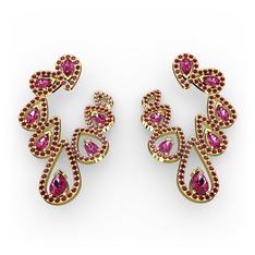 Ladonna Küpe - Rodolit garnet ve garnet 8 ayar altın küpe #1wb238z