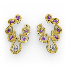 Ladonna Küpe - Beyaz zirkon, ametist ve sitrin 925 ayar altın kaplama gümüş küpe #1xgcrre