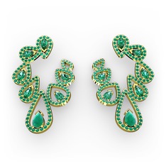 Ladonna Küpe - Kök zümrüt ve yeşil kuvars 925 ayar altın kaplama gümüş küpe #1xlrl7b