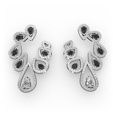 Ladonna Küpe - Swarovski, siyah zirkon ve beyaz zirkon 14 ayar beyaz altın küpe #1y0rlom