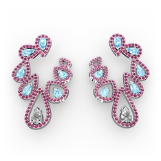 Ladonna Küpe - Swarovski, akuamarin ve rodolit garnet 925 ayar gümüş küpe #1ycwdpm