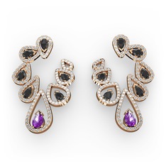 Ladonna Küpe - Ametist, siyah zirkon ve swarovski 8 ayar rose altın küpe #1yqvxcl