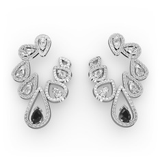 Ladonna Küpe - Siyah zirkon, swarovski ve pırlanta 18 ayar beyaz altın küpe (2.882 karat) #1ywypxd