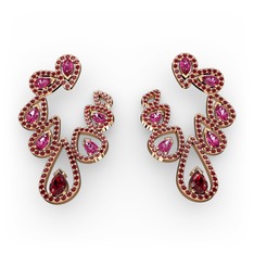 Garnet ve rodolit garnet 8 ayar rose altın küpe