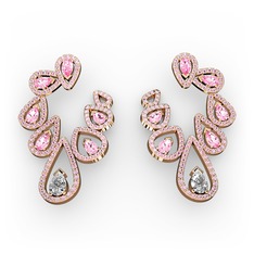 Ladonna Küpe - Swarovski ve pembe kuvars 925 ayar rose altın kaplama gümüş küpe #3yhstu