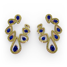Lab safir ve peridot 8 ayar rose altın küpe