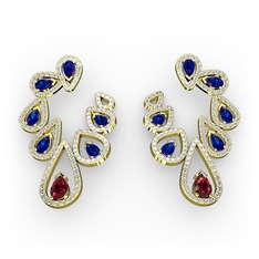 Ladonna Küpe - Garnet, lab safir ve swarovski 14 ayar altın küpe #5g5f5y