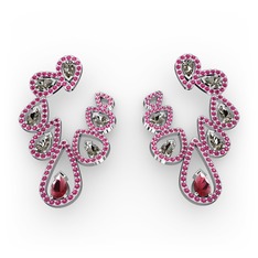 Ladonna Küpe - Kök yakut, dumanlı kuvars ve rodolit garnet 925 ayar gümüş küpe #5rm3zk