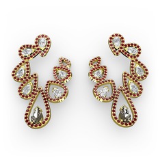Ladonna Küpe - Dumanlı kuvars, swarovski ve garnet 925 ayar altın kaplama gümüş küpe #5zojgj