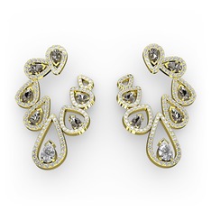 Ladonna Küpe - Beyaz zirkon, dumanlı kuvars ve swarovski 14 ayar altın küpe #80uhaw