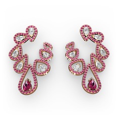 Ladonna Küpe - Rodolit garnet ve swarovski 8 ayar rose altın küpe #93fovd