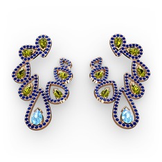 Ladonna Küpe - Akuamarin, peridot ve lab safir 18 ayar rose altın küpe #9cj6h