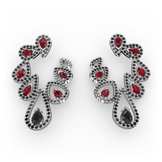 Ladonna Küpe - Siyah zirkon ve garnet 18 ayar beyaz altın küpe #9uzm9y