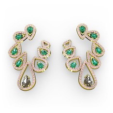 Ladonna Küpe - Dumanlı kuvars, yeşil kuvars ve pembe kuvars 18 ayar altın küpe #aynces