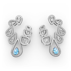 Ladonna Küpe - Akuamarin, beyaz zirkon ve swarovski 8 ayar beyaz altın küpe #boil6y