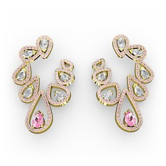 Ladonna Küpe - Pembe kuvars ve swarovski 925 ayar altın kaplama gümüş küpe #c4c5w