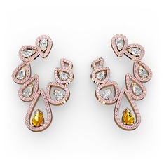 Ladonna Küpe - Sitrin, swarovski ve pembe kuvars 14 ayar rose altın küpe #cl9bsw