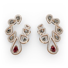 Ladonna Küpe - Garnet, dumanlı kuvars ve swarovski 8 ayar rose altın küpe #clpu93