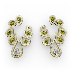 Ladonna Küpe - Swarovski, peridot ve pırlanta 18 ayar altın küpe (2.882 karat) #cn497s