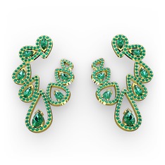 Ladonna Küpe - Yeşil kuvars 8 ayar altın küpe #cnd797