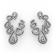 Swarovski ve beyaz zirkon 925 ayar siyah rodyum kaplama gümüş küpe