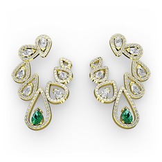 Ladonna Küpe - Yeşil kuvars, beyaz zirkon ve swarovski 14 ayar altın küpe #eeukm5