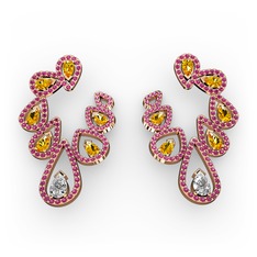 Ladonna Küpe - Swarovski, sitrin ve rodolit garnet 18 ayar rose altın küpe #f3xglz