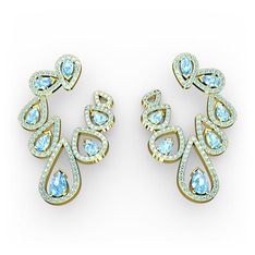 Ladonna Küpe - Akuamarin 18 ayar altın küpe #f6zhrz