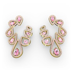 Ladonna Küpe - Pembe kuvars 8 ayar altın küpe #fvali9