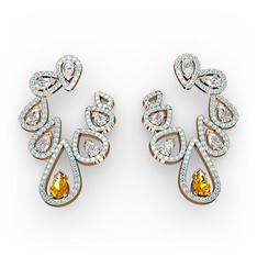 Ladonna Küpe - Sitrin, swarovski ve akuamarin 925 ayar rose altın kaplama gümüş küpe #fylnsm