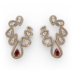 Ladonna Küpe - Garnet, swarovski ve dumanlı kuvars 8 ayar rose altın küpe #fytnwl