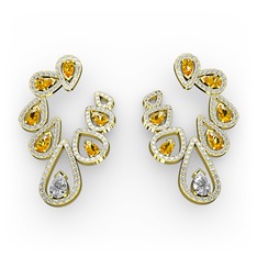 Ladonna Küpe - Swarovski ve sitrin 14 ayar altın küpe #gluw8a