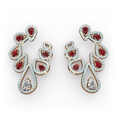 Ladonna Küpe - Beyaz zirkon, garnet ve akuamarin 14 ayar rose altın küpe #h35jqu