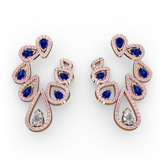 Ladonna Küpe - Beyaz zirkon, lab safir ve pembe kuvars 14 ayar rose altın küpe #hqg8so