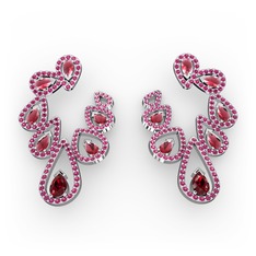 Ladonna Küpe - Garnet, kök yakut ve rodolit garnet 8 ayar beyaz altın küpe #i0wi61