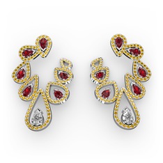Ladonna Küpe - Swarovski, garnet ve sitrin 925 ayar gümüş küpe #i9kato