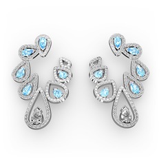 Ladonna Küpe - Swarovski ve akuamarin 14 ayar beyaz altın küpe #ic8rn2