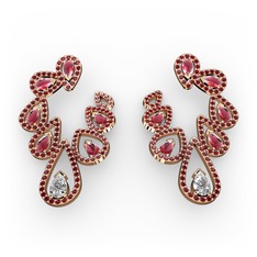Ladonna Küpe - Swarovski, kök yakut ve garnet 18 ayar rose altın küpe #iufam