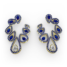 Ladonna Küpe - Swarovski ve lab safir 14 ayar altın küpe #j229yf