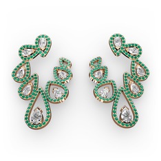 Ladonna Küpe - Swarovski, beyaz zirkon ve yeşil kuvars 8 ayar rose altın küpe #j5crav