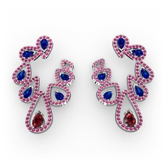 Ladonna Küpe - Garnet, lab safir ve rodolit garnet 8 ayar beyaz altın küpe #j84u5z