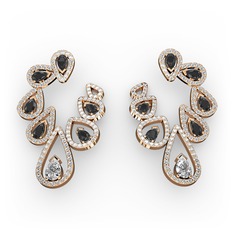 Ladonna Küpe - Beyaz zirkon, siyah zirkon ve pırlanta 18 ayar rose altın küpe (2.882 karat) #jmvnzn