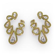 Ladonna Küpe - Beyaz zirkon, swarovski ve peridot 8 ayar rose altın küpe #jzedxn